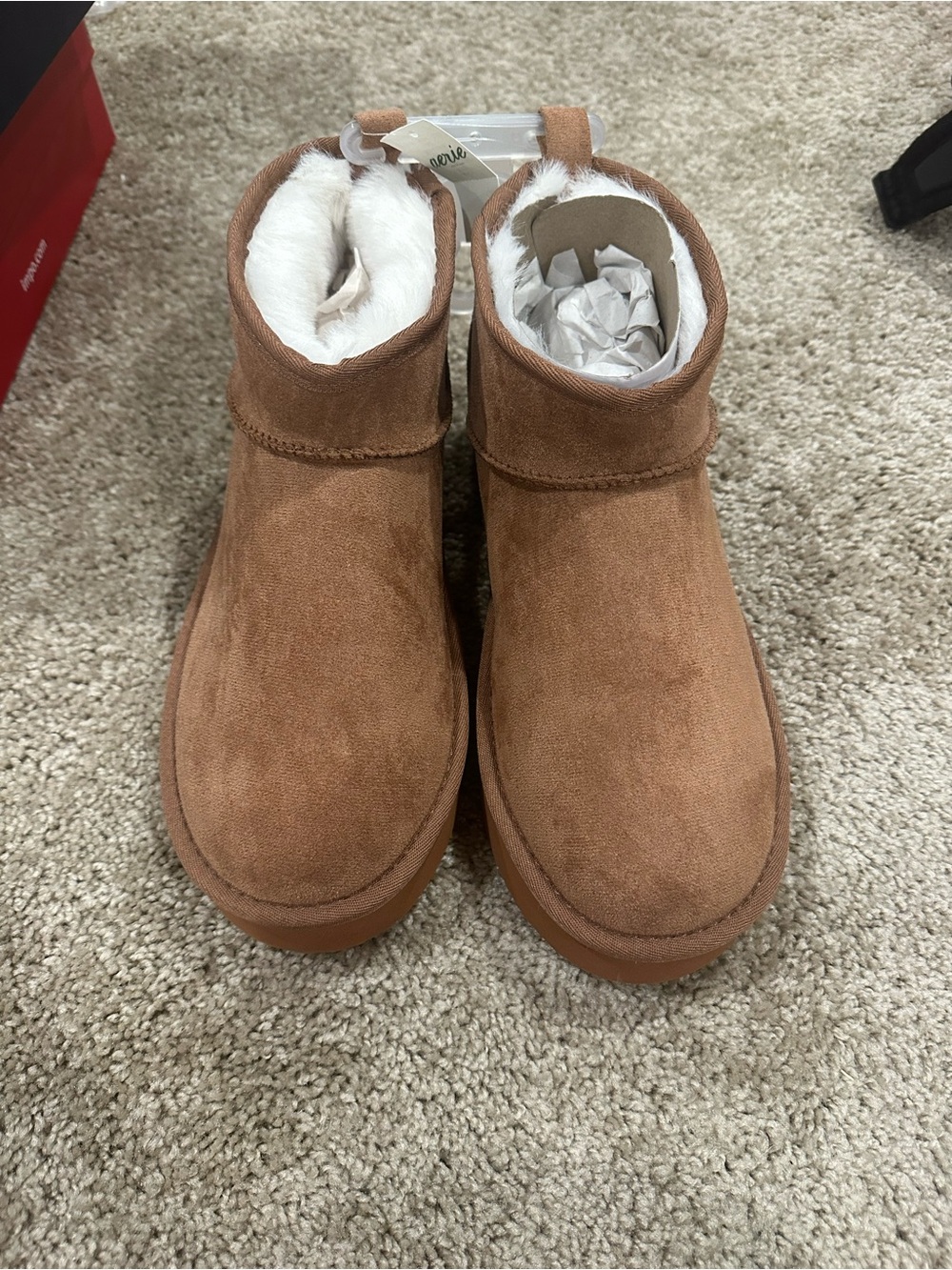 aerie Suede Ankle Booties in Chestnut Tan